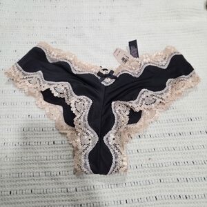 Victoria's Secret Black Panties with Cream Lace